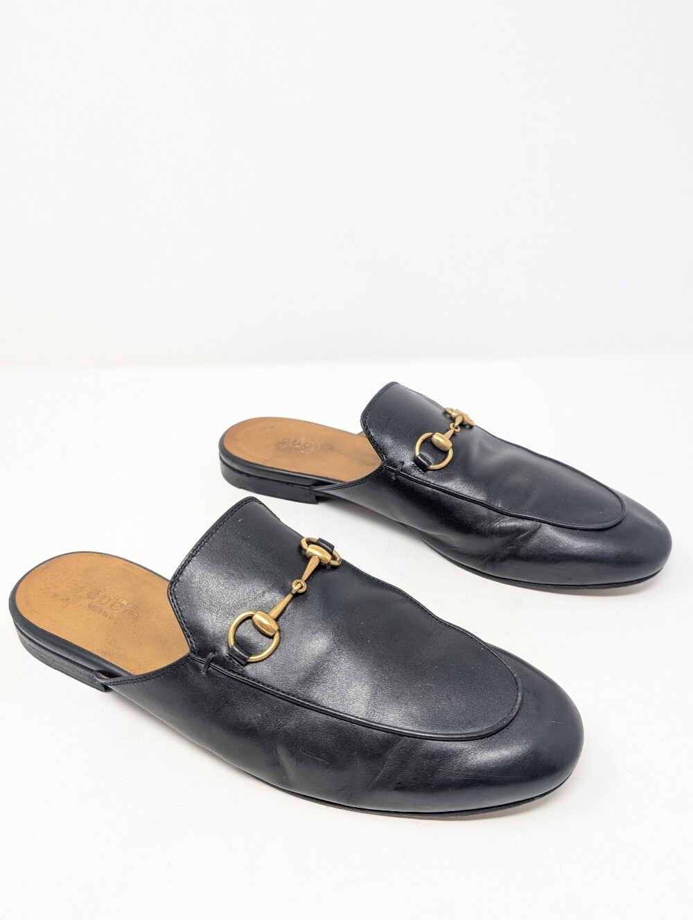 Gucci Princetown Horsebit Black Leather Mules Size 39.5